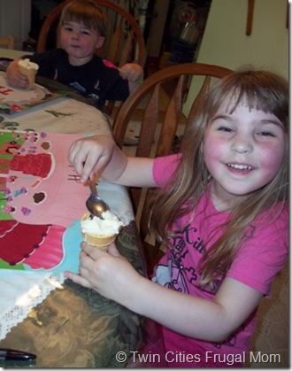 Kids eating their mint ice cream